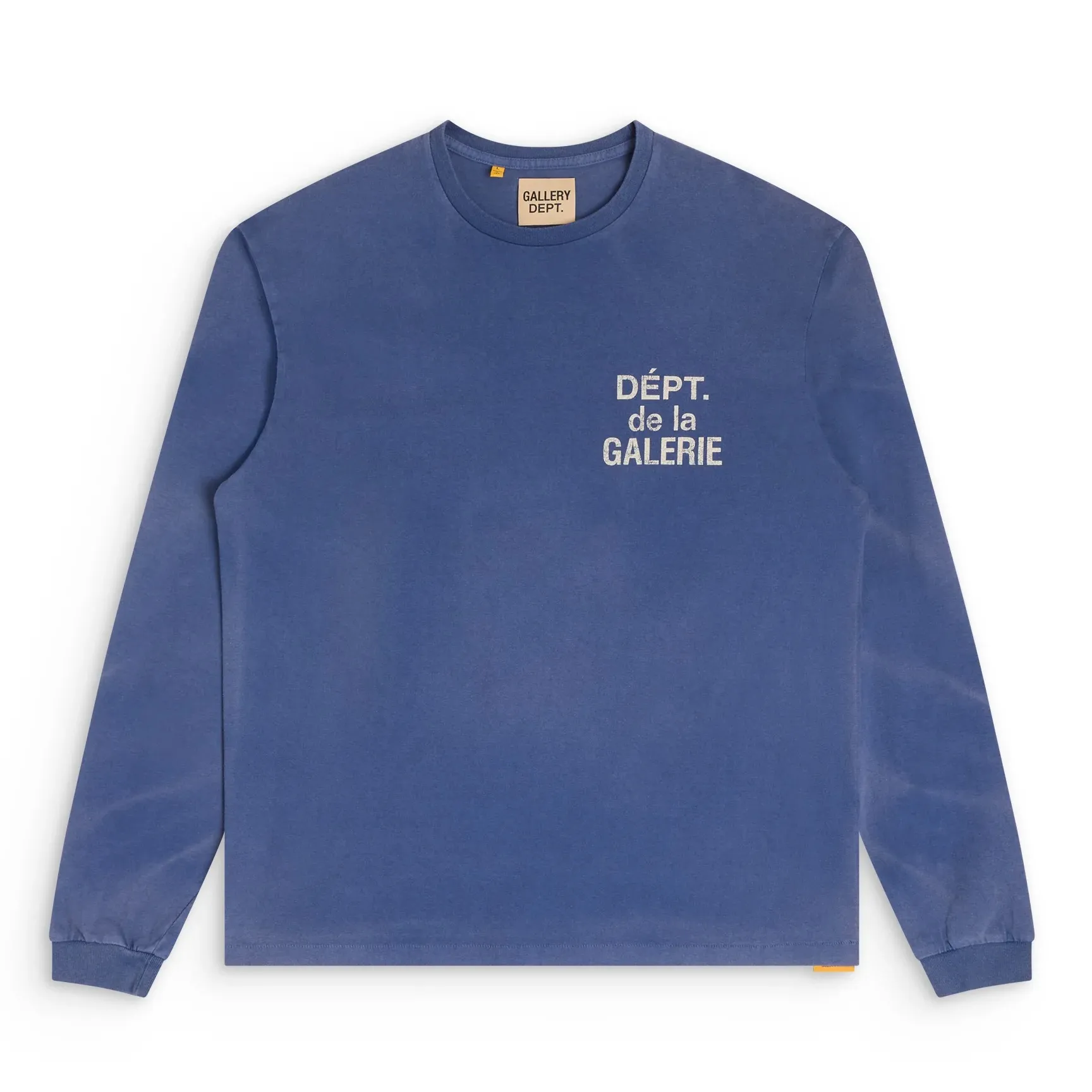 GALLERY FRENCH L/S TEE/NAVY French ripple washed long-sleeved TEE faded blue S-XL cylindrical fabric Assute garment dyeing heavy-wash water-coated fading treatment simulates natural sun fading effect printed distressing treatment top-notch craftsmanship completely matched accessories